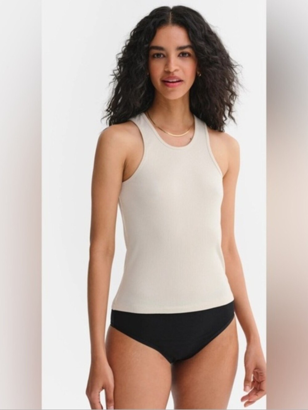 Mate The Label Tencel Rib Easy Tank In Bone